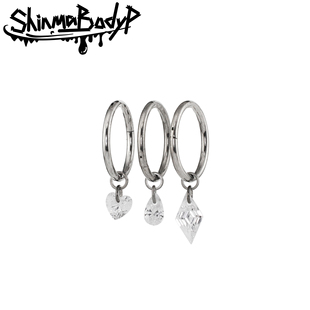 Shinma 136钛合金锆石 水滴爱心菱形切割挂坠 耳环耳骨环耳饰