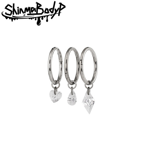ShinmaF-136钛水滴爱心菱型耳环