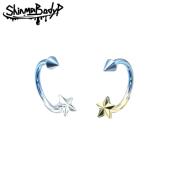 Shinma钛合金马蹄唇钉唇环耳环尖锥内螺纹五角星星环渐变耳骨环