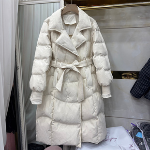 高级感西装领羽绒服女2025冬装新款中长款收腰显瘦白鸭绒保暖外套