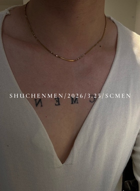 SCMEN镀18K金爆闪蛇骨项链