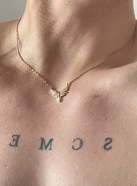 SCMEN S925纯银天使之翼项链男女小众轻奢锁骨链时尚简约个性颈链