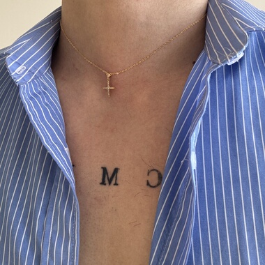 SHUCHEN MEN 925银十字架项链男女小众设计感高级轻奢锁骨链