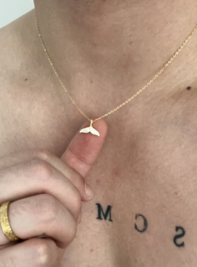 SCMEN 925银镀18K素链金小鱼尾项链锁骨链简单高级项链