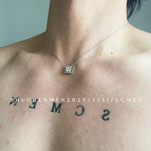 SCMEN S925纯银莫桑钻石雪花高级感冷淡气质女素链锁骨链男项链