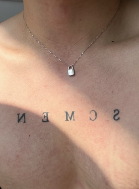 SCMEN 925纯银双面贝母锁头吊坠锁骨链项链轻奢小众礼物