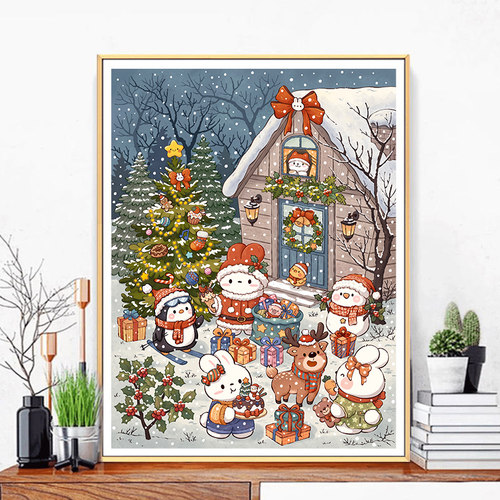 皇室蒙娜丽莎圣诞夜兔十字绣