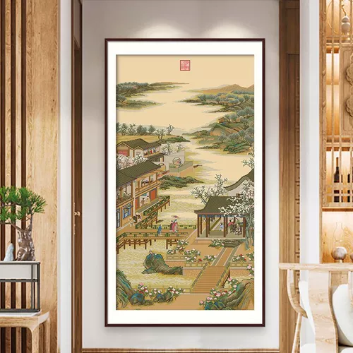 Юнчжэн декабрь февраль 2026 г. Новая вышивка нитками ручной работы Запретный город Пейзажи династии Цин Традиционные китайские картины Известные картины Вертикальная вышивка