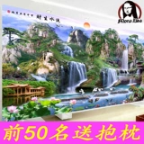 Mona Lisa Cross 2023 Новая пейзажная живопись в гостиной течет вода, простое и современное значительное восходящее солнце поднимается