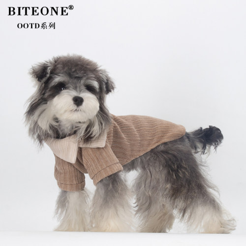 BITEONE【雪松】狗狗衣服秋冬新款翻领内搭雪纳瑞泰迪德文