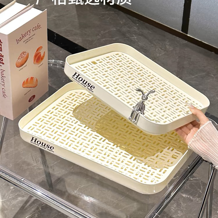 茶盘家用长方形沥水托盘2024新款客厅放茶杯水杯收纳盘大号置物架