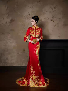 出租金宝新中式旗袍新款敬酒服明星同款嫁衣新娘结婚礼服龙凤褂