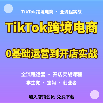 TK跨境电商开店运营实战视频课 零基础入门到精通全流程实操教程