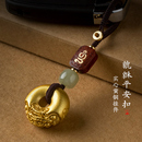 沙金纯黄铜貔貅平安扣钥匙扣汽车挂件高档实心男挂饰匙链绳