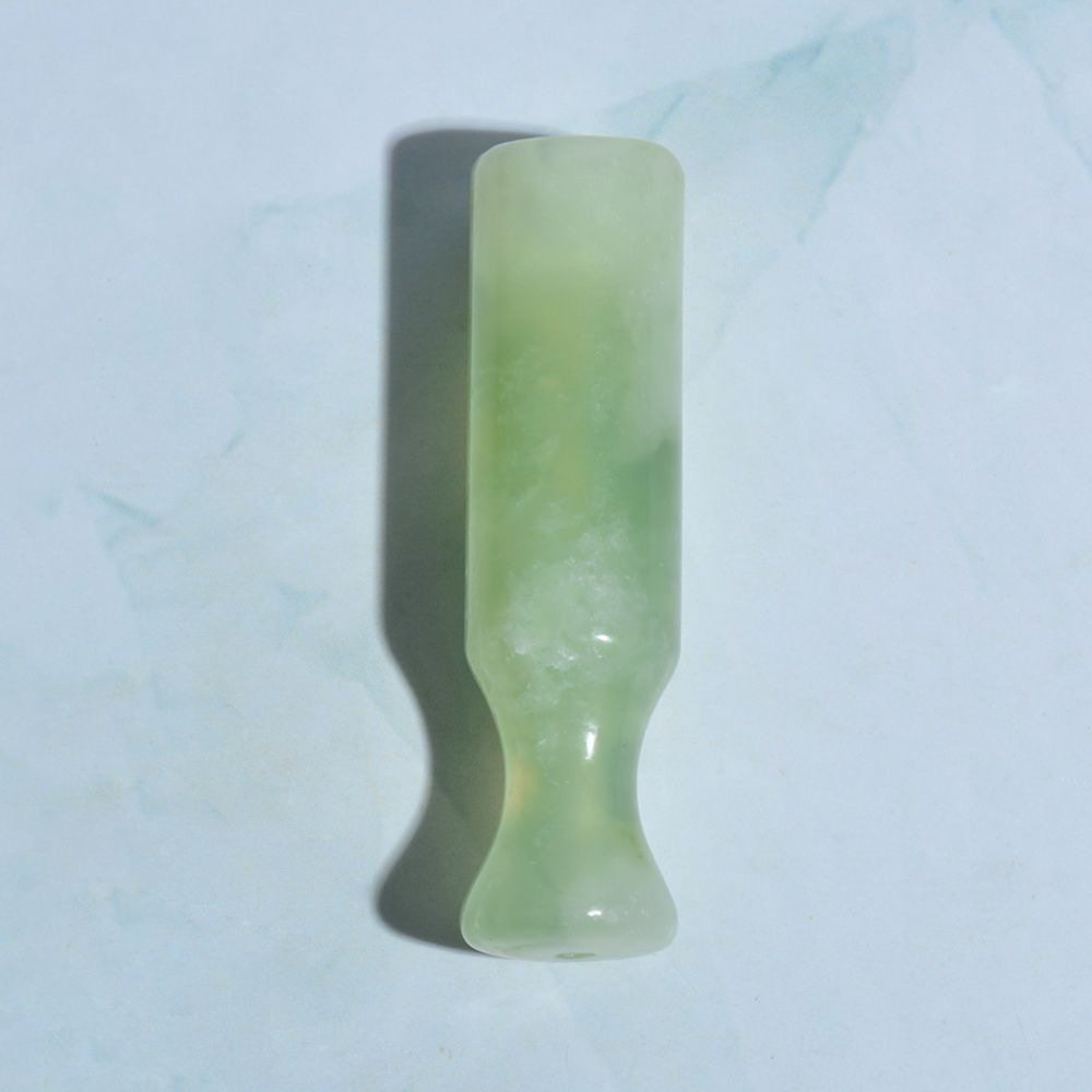 旱烟嘴 天然玉石岫玉精雕过滤烟嘴烟杆子男士旱烟烟嘴烟杆石烟袋