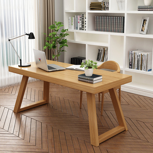 实木电脑桌台式卧室家用纯实木书桌办公桌桌子简约现代学生写字桌