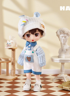 现货可贝贝OB11蓝色熊熊背带裤毛衣套装12分素体GSC可穿BJD娃娃