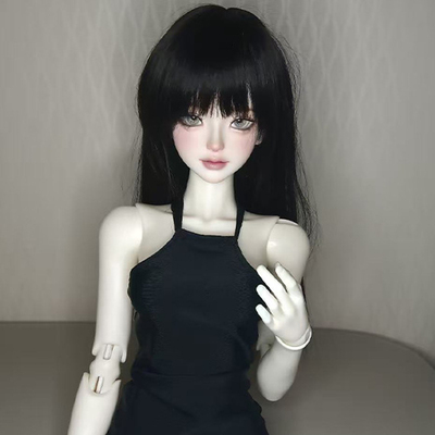 bjd假发mdd熊妹黑色齐刘海长直发