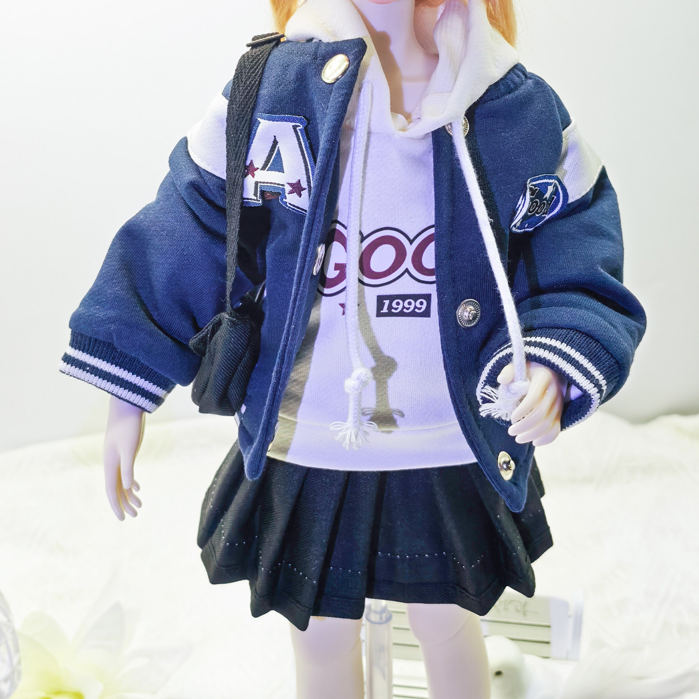 现货4分BJD娃衣情侣棒球服套装日常休闲卫衣百褶裙裤子百搭款