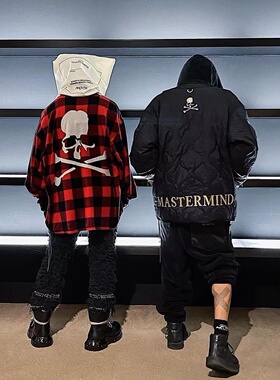 mastermind骷髅头刺绣棒球领棉服暗黑美式潮牌薄款保暖棉衣外套男