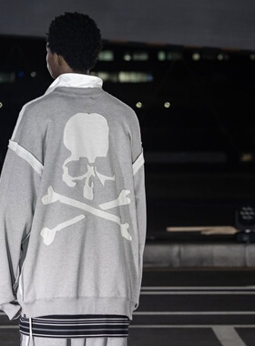 MASTERMIND 25秋冬季新款短款骷髅贴布廓形宽松休闲运动卫衣外套