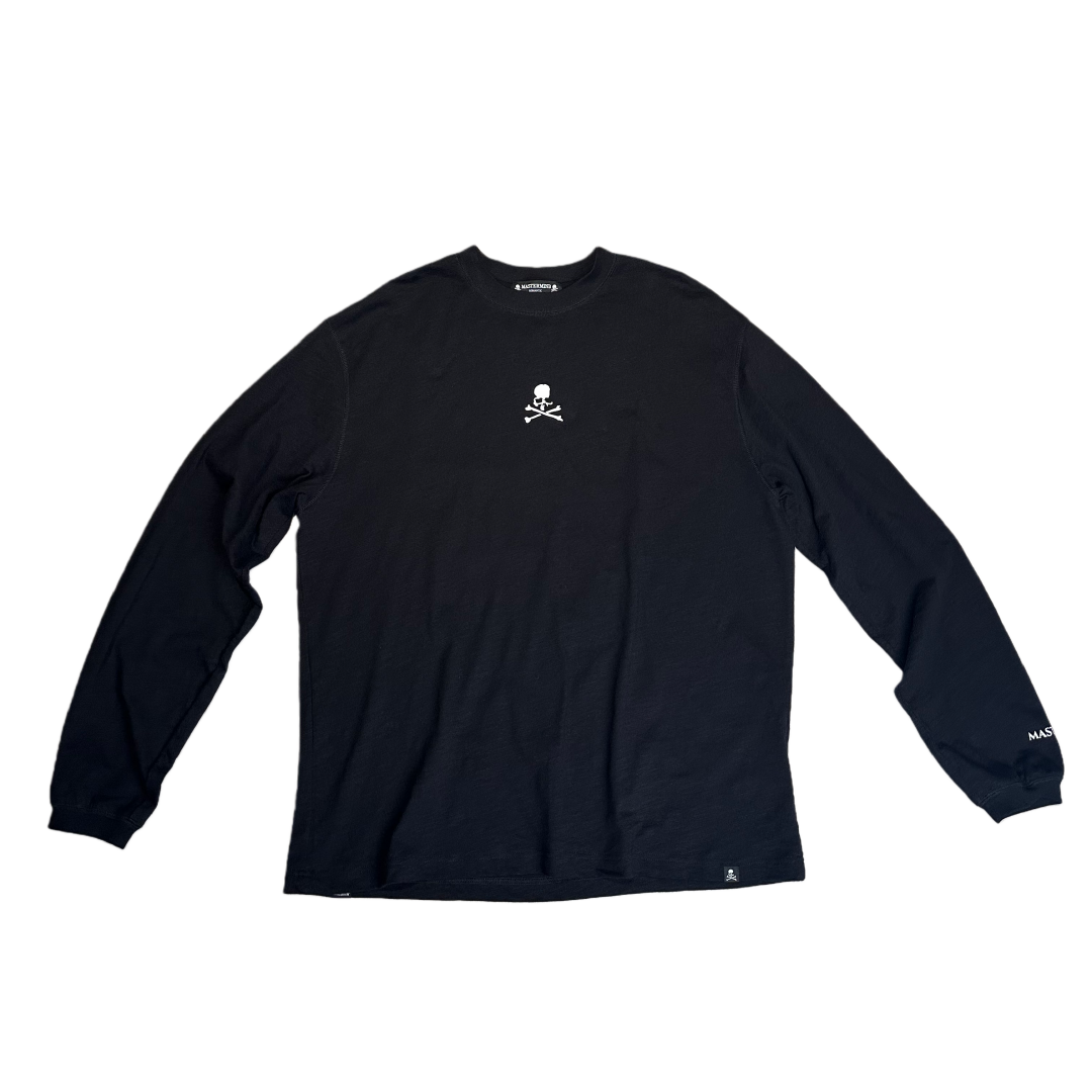 mastermind 暗黑潮牌骷髅头字母印花男女同款宽松版黑纯棉长袖T恤