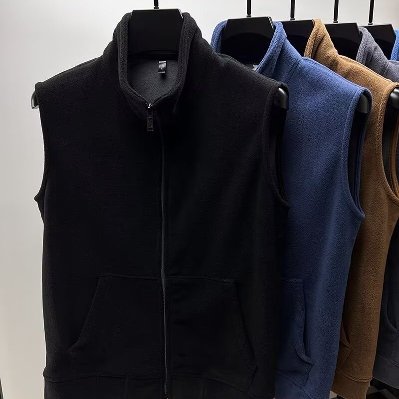 摇粒绒立领马甲卫衣拉链