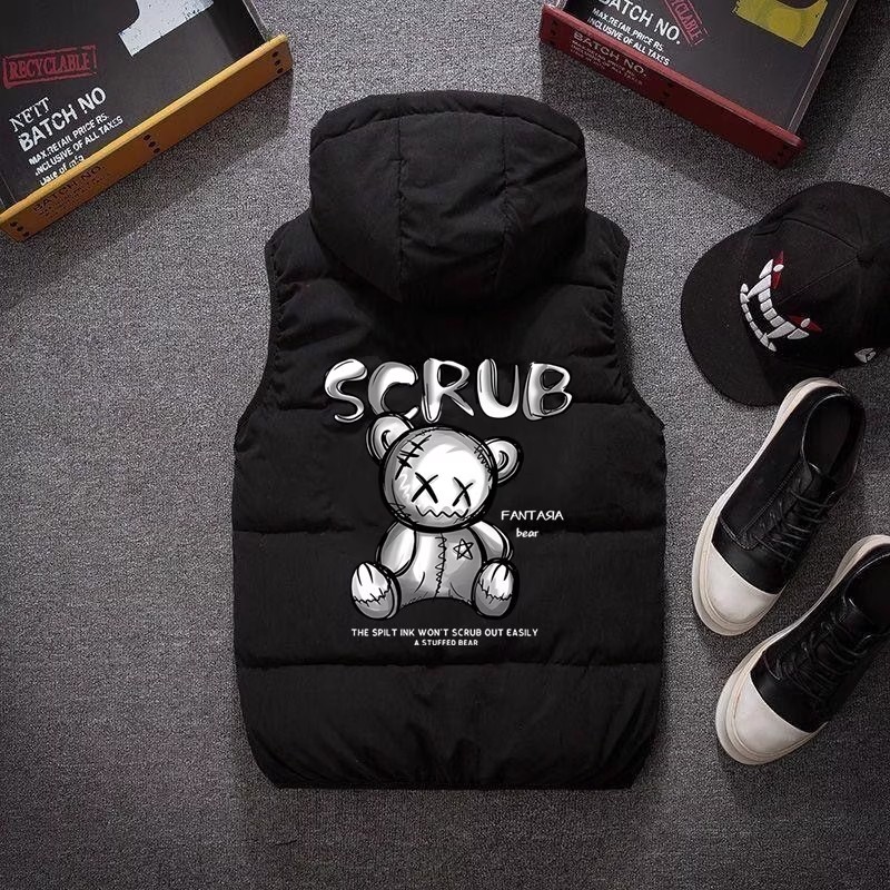 连帽棉马甲男生秋冬季潮