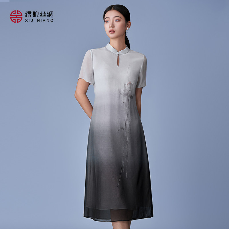 绣娘国风连衣裙桑蚕丝