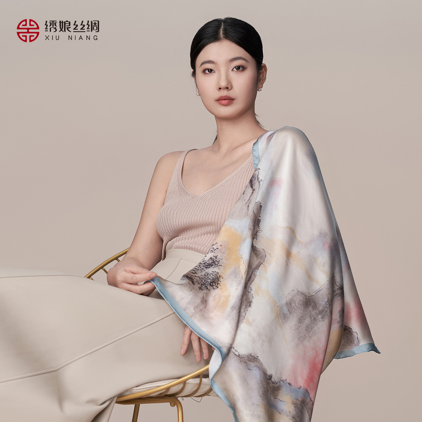 绣娘丝绸真丝丝巾100%桑蚕丝方巾围巾披肩女高级感送妈妈礼物礼盒