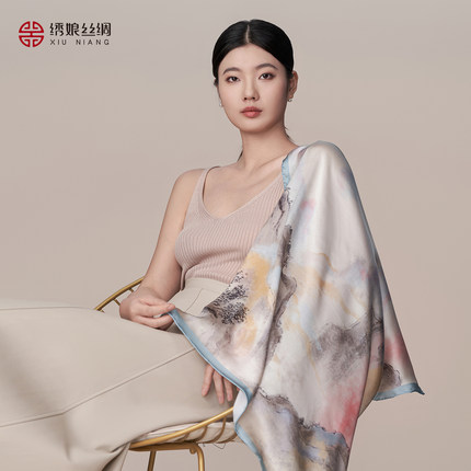绣娘丝绸真丝丝巾100%桑蚕丝方巾围巾披肩女高级感送妈妈礼物礼盒