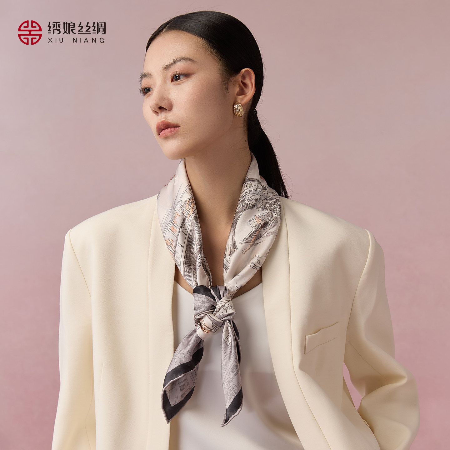 绣娘丝绸100%桑蚕丝真丝方巾丝巾2026春夏新款送女友高级围巾