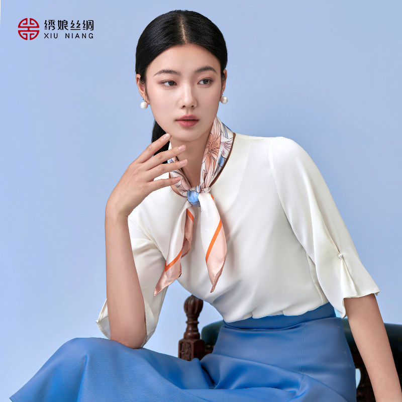 绣娘丝绸真丝丝巾桑蚕丝方巾薄围巾高级披肩女外搭送妈妈生日礼物