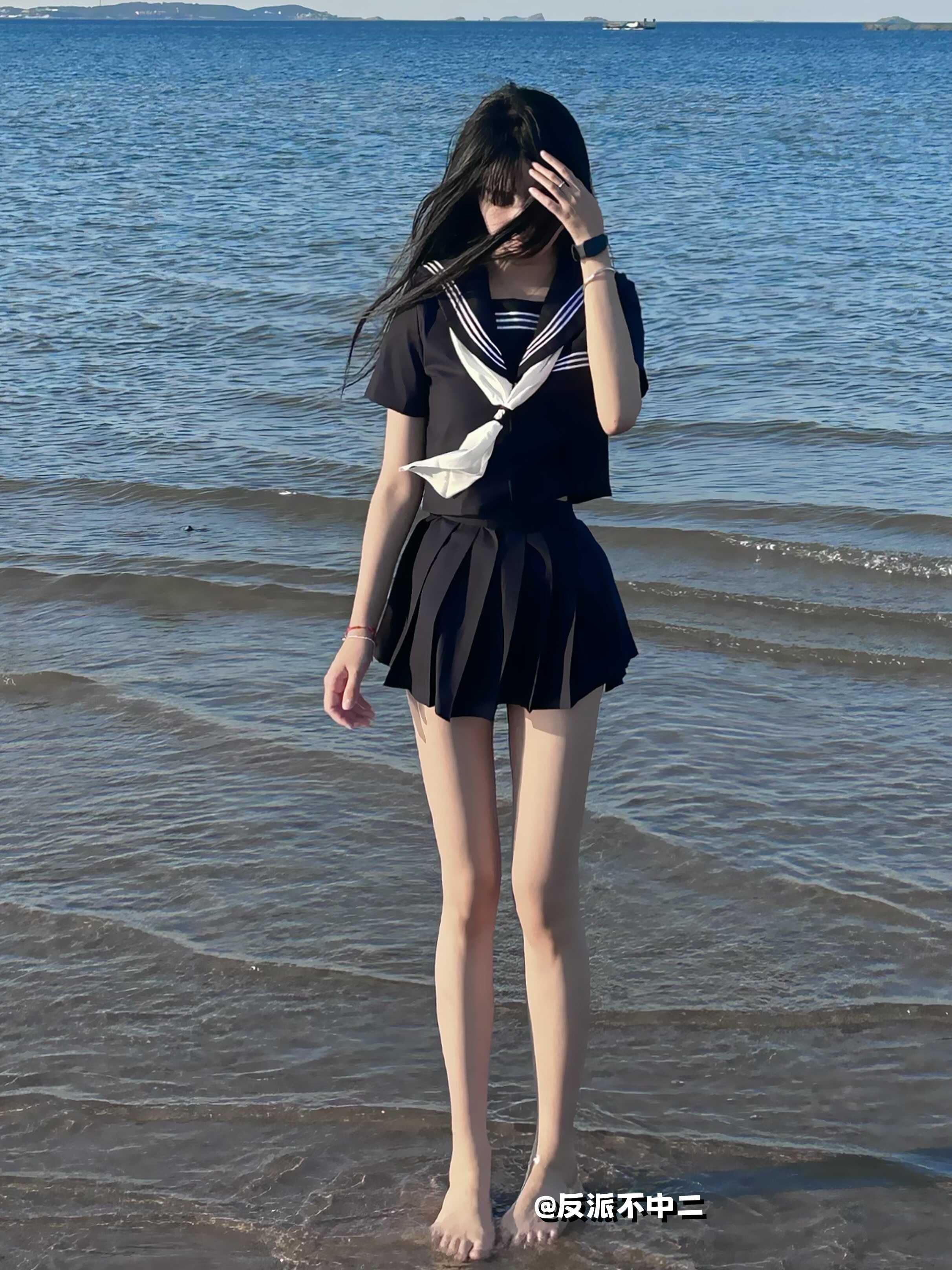 【反派不中二】正统改良绀三本JK制服基础款学院风校供中间水手服