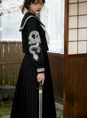 反派不中二原创日系水手服【白龙】正版不良jk长款制服日系学院女