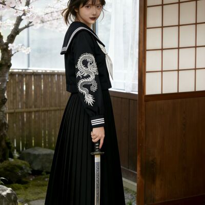 反派不中二原创日系水手服【白龙】正版不良jk长款制服日系学院女