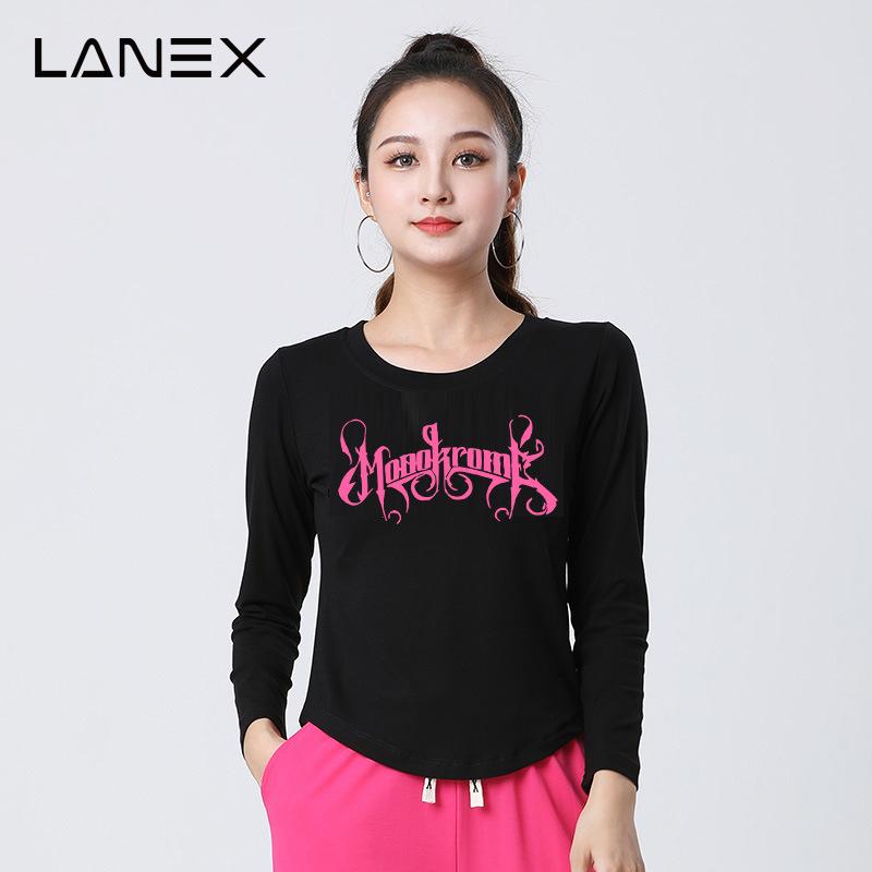 广场舞跳舞衣服圆领长袖纯棉上衣跳操健身运动服装妈妈表演演出服