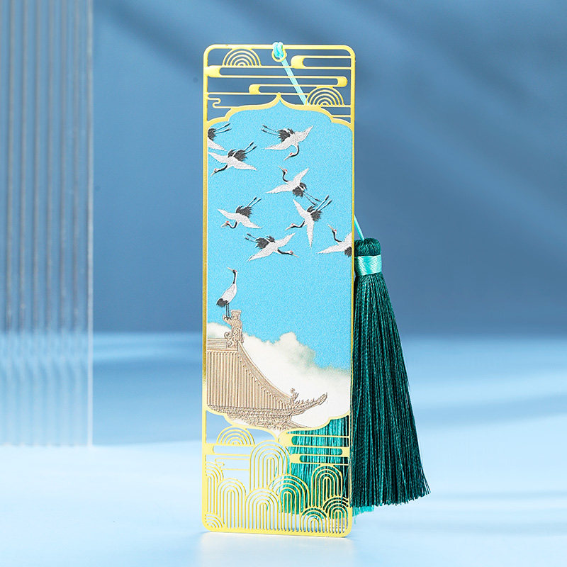 故宫金属瑞鹤图黄铜书签礼物 古典中国风送老师学生简约文艺创意文创