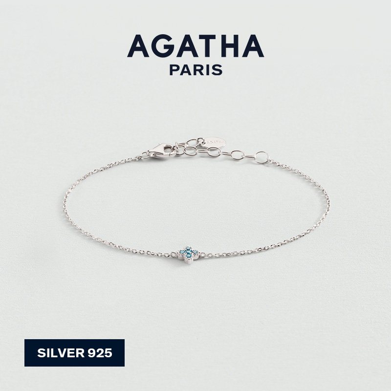 AGATHA/瑷嘉莎幸运四叶花多巴胺手链法式轻奢纯银简约单花设计