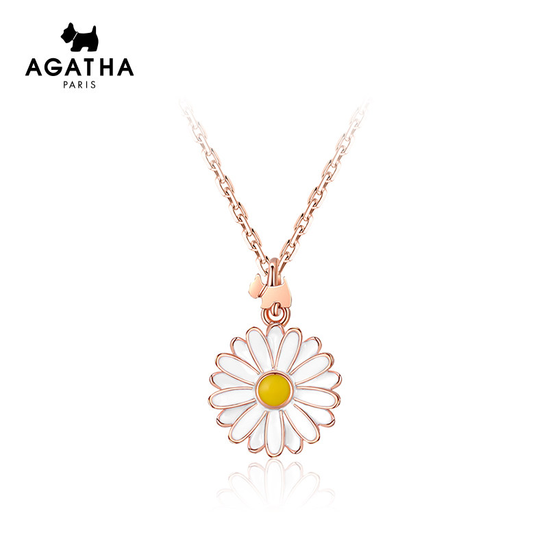 agatha瑷嘉莎小雏菊气质复古项链简约女生锁骨链首饰