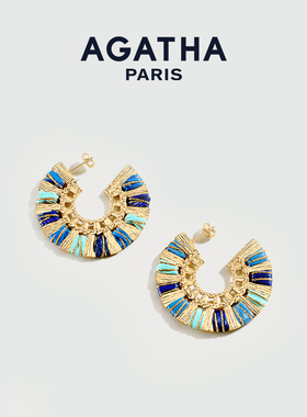 AGATHA/瑷嘉莎假日系列法式拉菲草耳环巴黎时尚度假风轻奢气质
