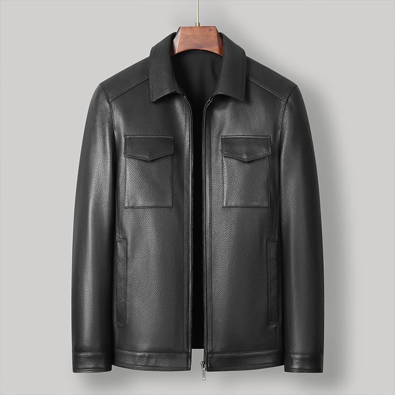 商务休闲皮夹克男外套高档头层绵羊皮翻领海宁男士真皮皮衣秋冬季