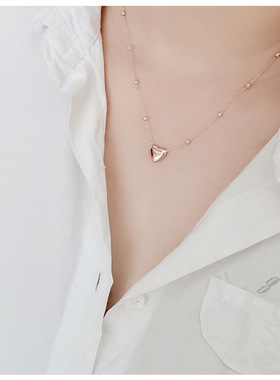 新款爱心项链钛钢镀18K金流苏可调节锁骨链短款时尚饰品女颈链