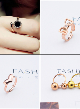 欧美罗马数字食指开口玫瑰彩金戒指女18k日韩国潮人百搭指环