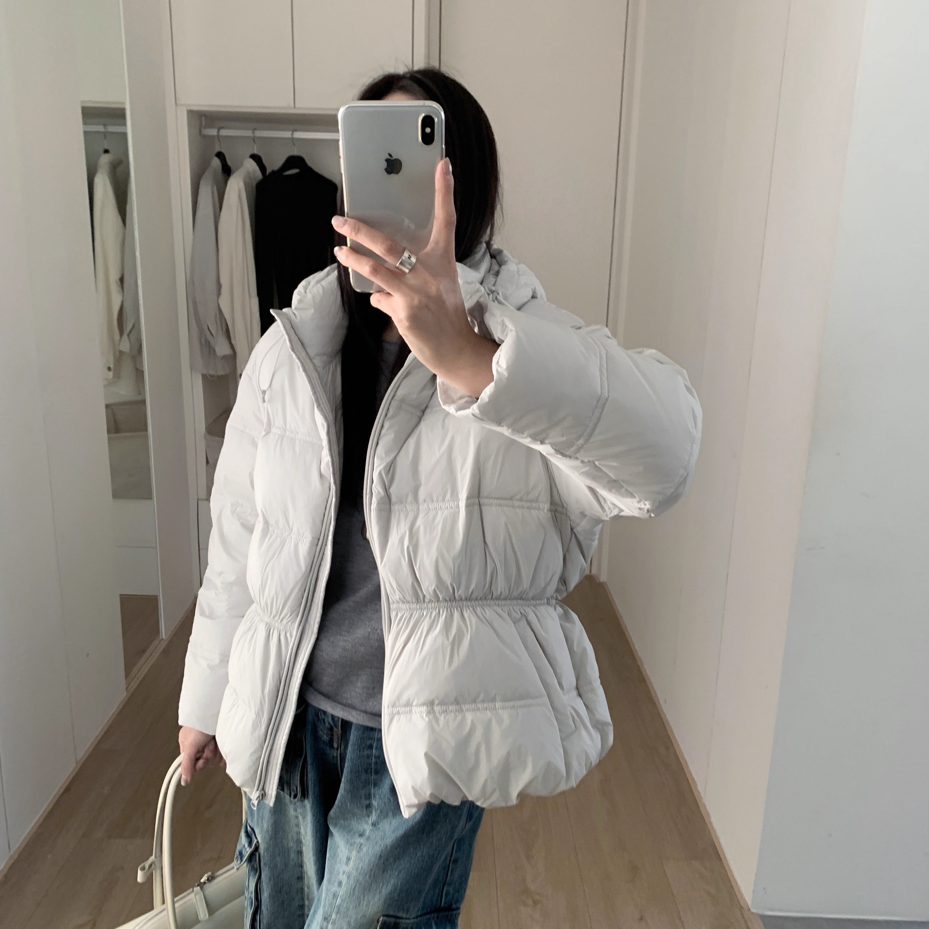 专柜品质2025冬季新款韩系甜美收腰连帽羽绒服女短款90白鸭绒外套