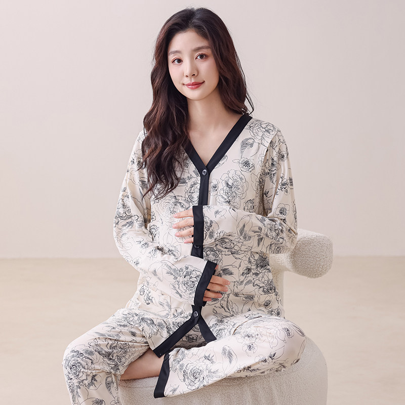 孕妇睡衣夏季月子服产后怀孕期春秋产妇哺乳住院服家居服套装