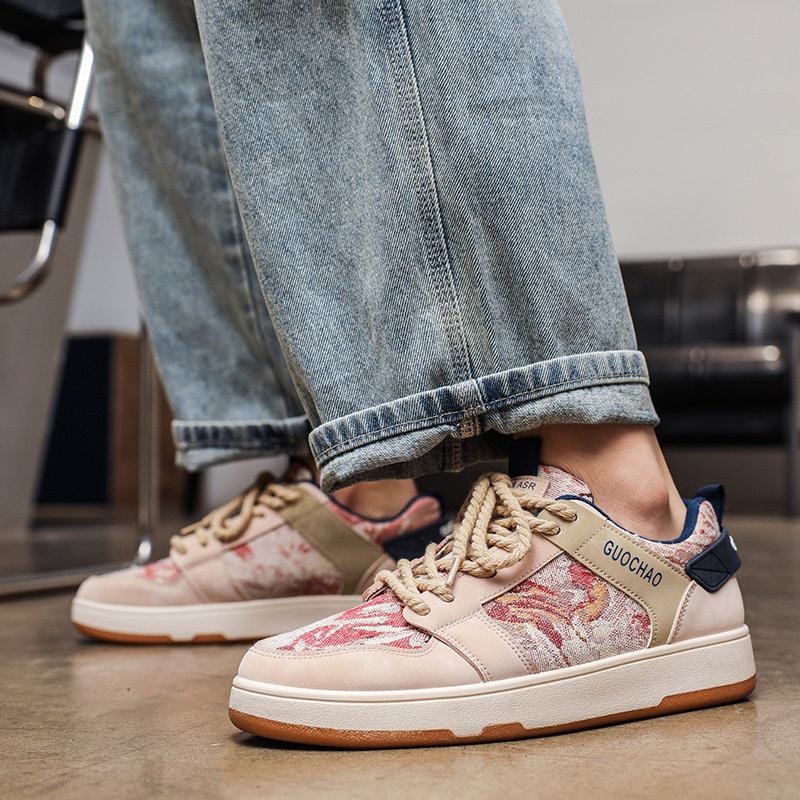 핑크 남성 신발 2024 신상 겨울 통기성 다재다능한 캐주얼 플랫 슈즈 인터넷 연예인 인기 청소년 운동화