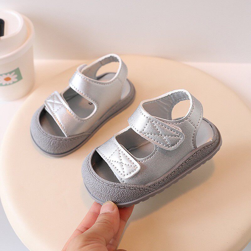 夏季宝宝鞋简约女宝宝包头凉鞋学步鞋婴儿软底男童沙滩鞋1-3岁