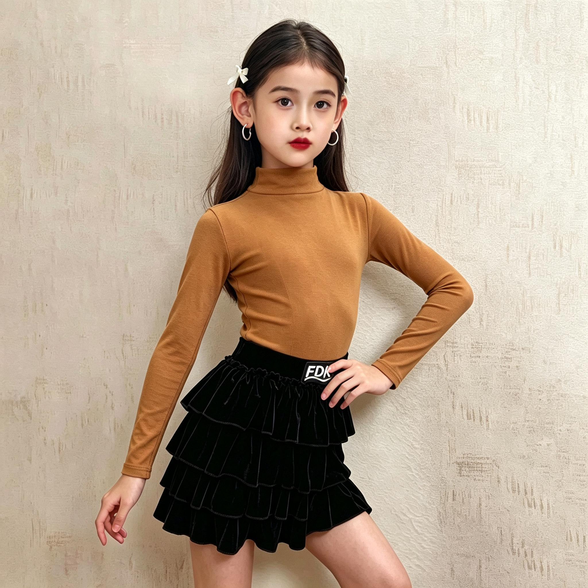 梵蒂恺女童专业拉丁舞练功服少儿国标舞儿童表演裙训练舞蹈分体服