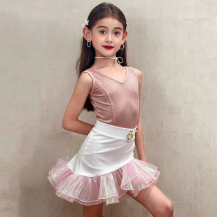 FDK儿童夏季拉丁舞裙女童练功服练习舞蹈演出服少儿高端表演网红